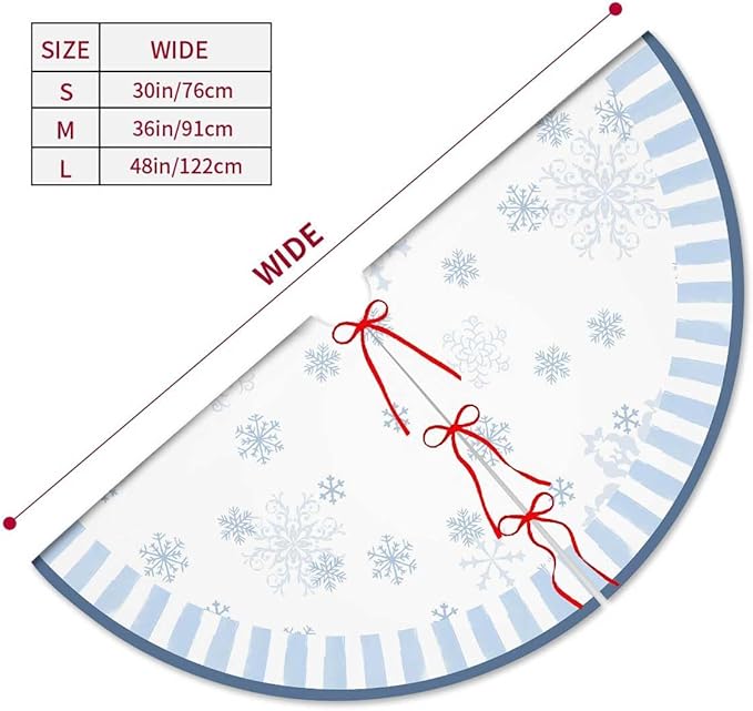 Let It Snow Snowman Christmas Tree Skirt 36 Inches, Blue Snowflake Tree Skirt, Winter Xmas Tree Mat for Home Party Holiday Indoor Outdoor Decorations (Blue, 36in)