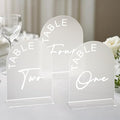 Frosted Arch Wedding Table Numbers 1-15 with Stands, 5x7 Inch Acrylic Arch Sign with Holder for Wedding Reception Table Centerpiece Decoration