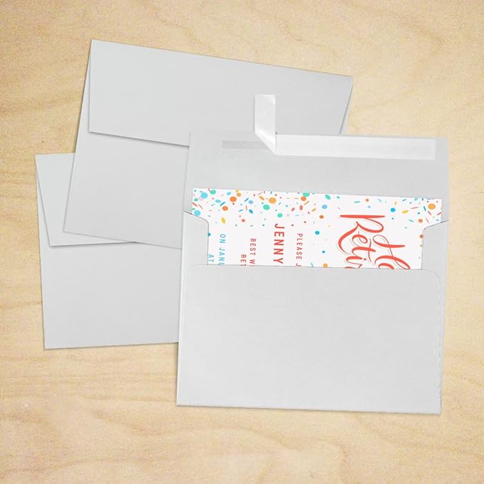 LUXPaper A7 Invitation Envelopes | Peel & Press | 5 1/4" x 7 1/4" | Gray | 80lb. Text | 100% Cotton | 500 Qty