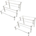 AZEAM 2 Packs Acrylic Display Risers,Clear Display Risers Stand Small Mini Shelf 3 Tiered Cupcake Stand for Food Desserts Stand Perfume Organizer Toys Collections Cosmetic Products Tabletop Use