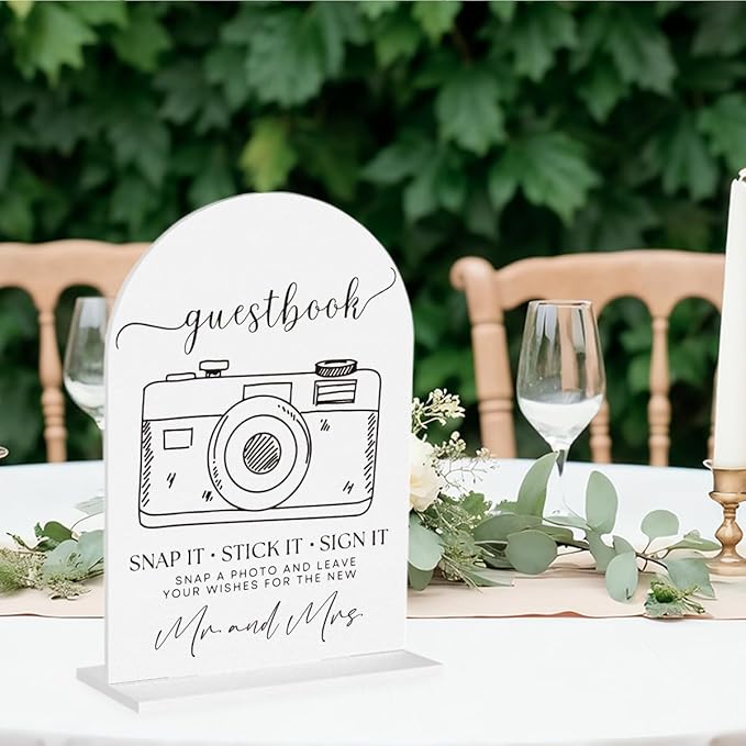 Wedding Photo Guest Book Sign, Guest Book Desk Decor for Wedding, Wedding Engagement Bridal Shower Reception Party Table Desk Acrylic Decor