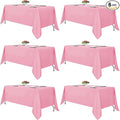 Fitable Pink Rectangle Tablecloths for 6 Foot Tables, 6 Pack - 70 x 108 Inches - Stain Resistant and Washable Table Clothes, Polyester Fabric Table Covers for Wedding, Party, Banquet, Buffect