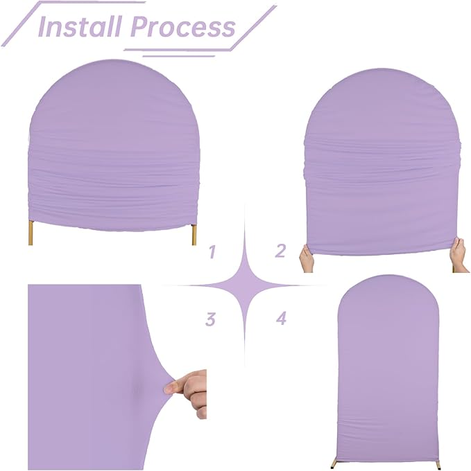 bricia Wedding Arch Backdrop Stand Cover, 6.6FT Double Sided Stretchy Arch Cover Fitted Wedding Birthday Party Banquet Decoration (Lavender 79.2''Lx39.6''W)