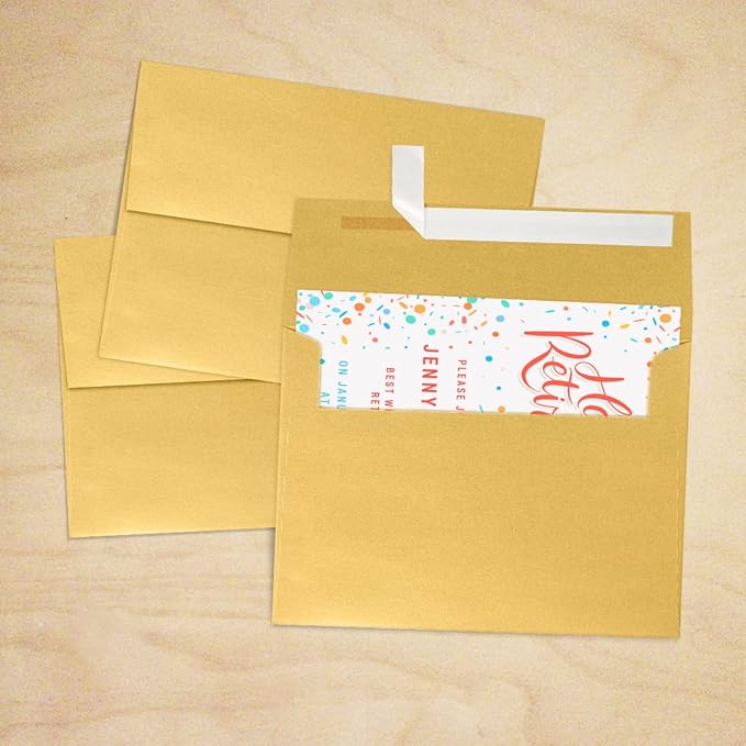 LUXPaper A7 Invitation Envelopes | Peel & Press | 5 1/4" x 7 1/4" | Gold Metallic | 80lb. Text | 500 Qty