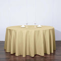 Efavormart Round Tablecloth, 120 Inch Stain & Wrinkle Resistant Washable Table Cloth, Decorative Polyester Fabric Table Cover for Banquet, Wedding, Dining - Champagne