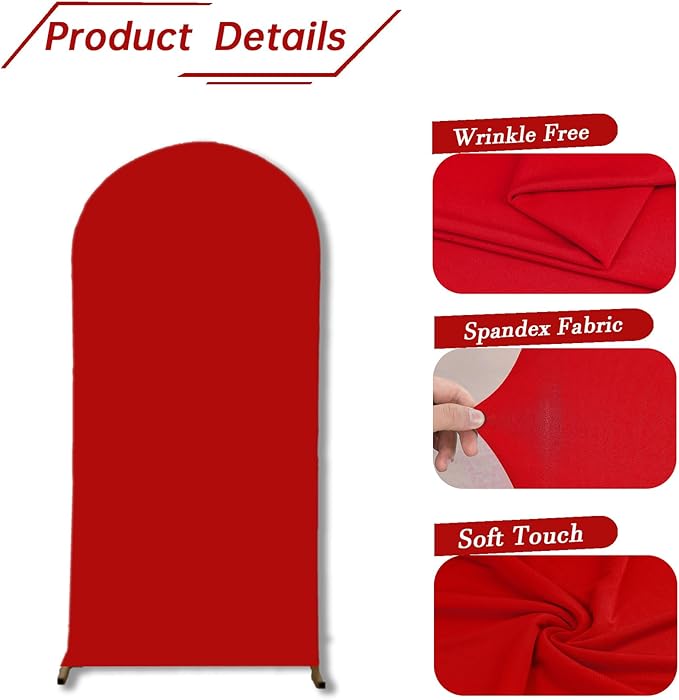 bricia Wedding Arch Backdrop Stand Cover, 6FT Double Sided Stretchy Arch Cover Fitted Wedding Birthday Party Banquet Decoration (Red 72''Lx31.2''W)