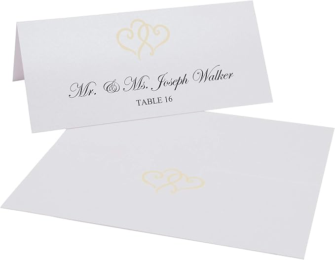 Linked Hearts Printable Place Cards, Ivory (Choose Color), Set of 60 (10 Sheets), Laser & Inkjet Printers - Wedding, Party, Dinner, and Special Events - Made in the USA