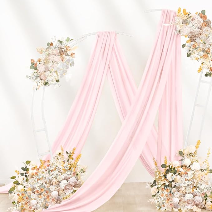 Pink Wedding Arch Draping Fabric 2 Panels 29" x 20 FT Blush Drapes for Backdrop Sheer Curtains Wedding Drapes for Romantic Bridal Baby Shower Ceremony Birthday Party Fall Outdoor Events