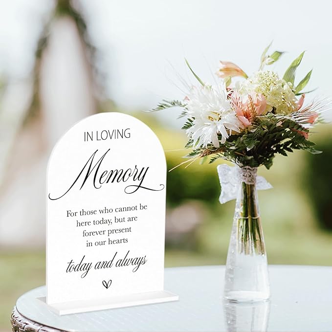 In Loving Memory Wedding Sign, In Memory Wedding Sign for Engagement Bridal Shower Decor fo Ceremony Reception, Weddings White Acrylic Sign