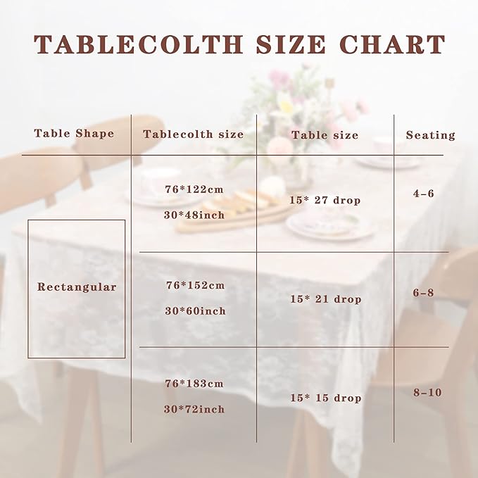 LuoluoHouse Rustic Ivory Wedding Tablecloths Lace Chic Rectangular Tablecloths for Wedding Reception Farmhouse Table Decorations 60x120 inch