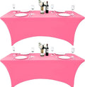 2-Pack 6ft Spandex Table Covers for Rectangle Standard Folding Tables - Wrinkle Resistant Stretch Tablecloths - Ultimate Fitted Table Protector for Parties, Trade Shows, Banquet