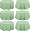 6 Pack Sage Green Round Tablecloths - 120 Inch, Polyester Table Cover, Stain and Wrinkle Resistant Washable Fabric Table Cloth for Wedding Banquet Parties