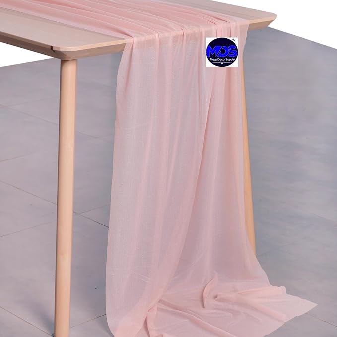 MDS 1 Pack 10ft Chiffon Table Runner 29 x 120 Inches Sheer Wedding Runner Romantic Rustic Table Runner for Wedding Decorations, Birthday Parties, Bridal Shower Party Arch Decor - Dusty Rose