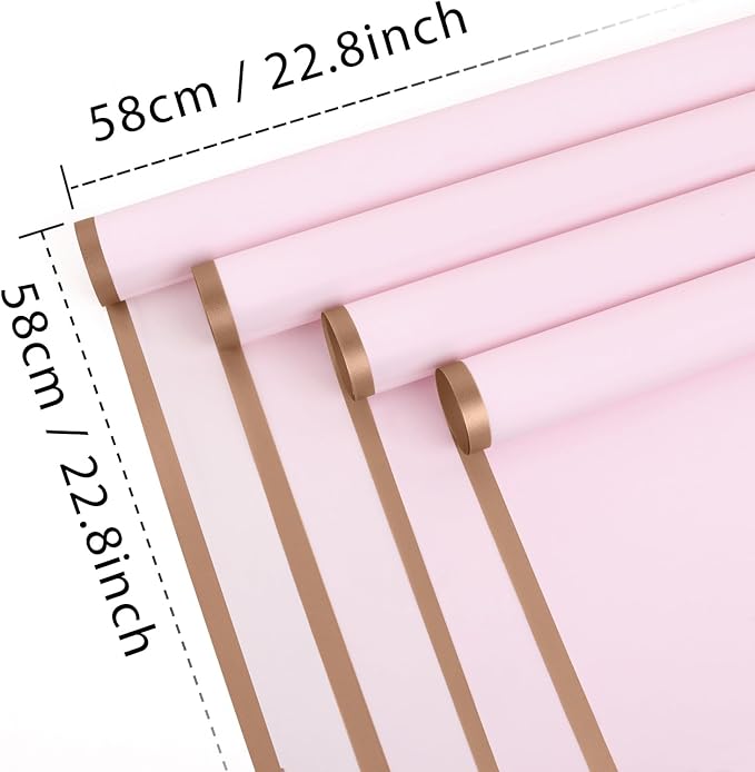NESCCI 20 Sheets Pastel Pink Floral Bouquet Wrapping Paper - Waterproof, 22.8x22.8 inches, Perfect for Wedding, Birthday, Valentine's Day & More