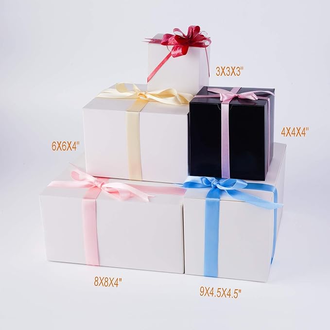 GEFTOL Small White Gift Box - 100 Pack, 3x3x3 inches, Foldable Paper Box for Bridesmaids, Proposals, Birthdays, Parties, Christmas