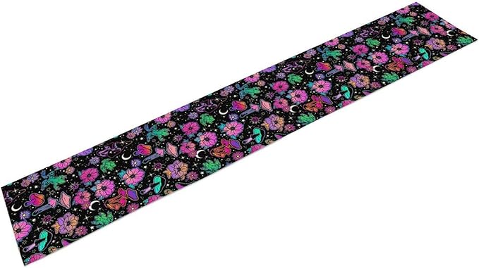 Gothic Star Moon Colorful Table Runner for Kitchen Living Room Home Party Boho Floral Table Runner 13x70 Inch