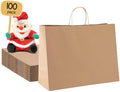 METRONIC Large Paper Bags With Handles 16x6x12 100pc, Shopping Gift Bags Bulk for Small Business, Groceries, Merchandise (Brown)