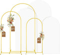 MODFUNS Metal Arch Backdrop Stand and Cover Set 4&5&6ft Gold Arch Backdrop Stand and White Arches Cover Balloon Arched Backdrop Frame with Covers for Wedding Ceremony Birthday Party Decor