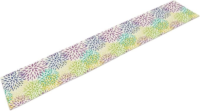 Purple Flowers Table Runner, Chrysanthemum Dahlia Vintage Modern Colorful Spring Summer Elegant Table Runner for Party Kitchen Dining Living Room Laundry Room Decor, 13x90 Inch