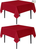 sancua Christmas Red Square Tablecloths 60x60 Inch, 2 Pack - Fabric Table Cloth for Square or Round Tables, Washable Polyester Table Cover for Dinner, Holiday Party, Decorative Display Tables