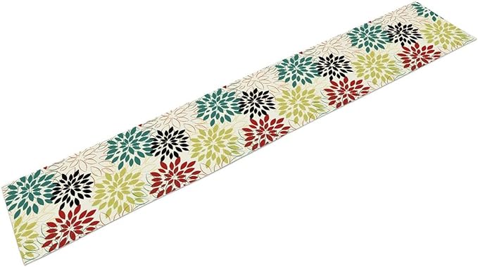 Abstract Red Dahlia Vintage Table Runner, Geometric Lines Mid Century Vintage Modern Colorful Table Runner for Party Kitchen Dining Living Room Laundry Room Decor, 13x90 Inch