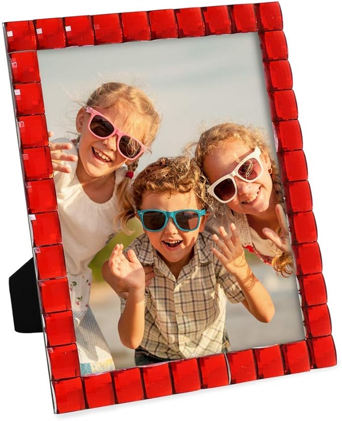 Isaac Jacobs Decorative Sparkling Red Jewel Picture Frame, Photo Display & Home Décor (8x10, Red)