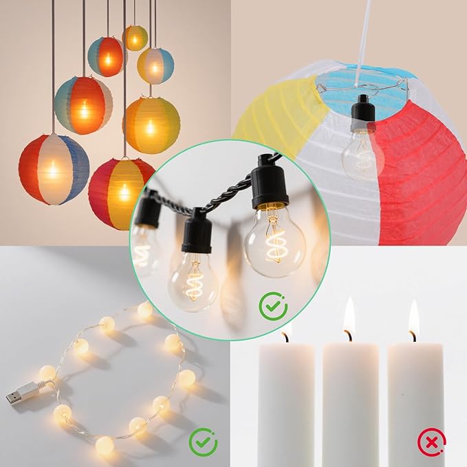 15Pcs Beach Ball Hanging Paper Lanterns Colored Summer Party Decorations for Pool Backyard Outdoor Classroom