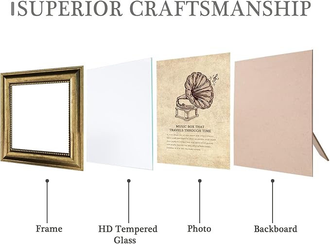 5x5 Picture Frame with Real Glass, 4 set Ornate Vintage Picture Frames for Wall or Tabletop Display, Gold 5 x 5 Frame for Wall home best gift