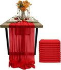 EHLDekol Chiffon Table Runners Romantic Sheer Wedding Table Runner Top Table Bridal Party Decoration (Red, 10ft, 10Pack)