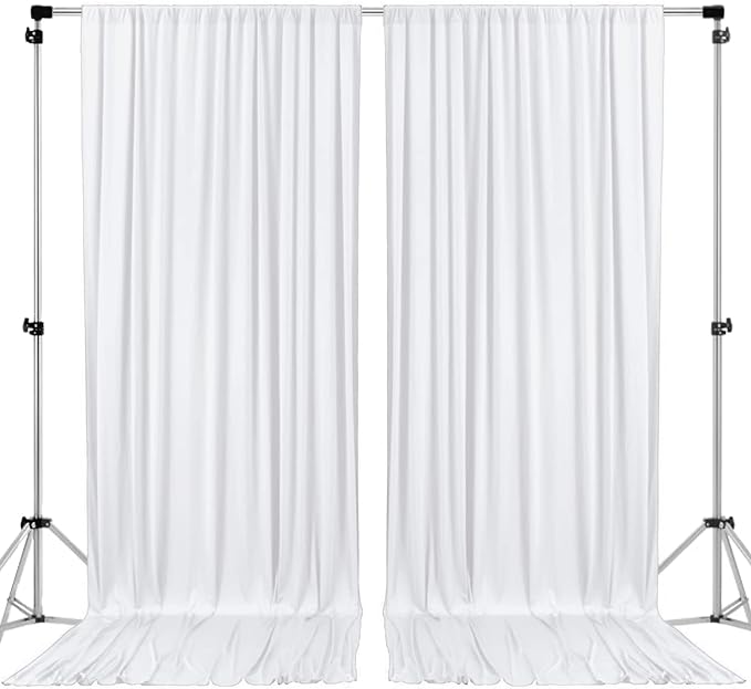 AK TRADING CO. 10 feet x 10 feet Polyester Backdrop Drapes Curtains Panels with Rod Pockets - Wedding Ceremony Party Home Window Decorations - White (Pack of 12)