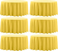Round Tablecloth 132 Inch 6 Pack Yellow Tablecloths Washable Decorative Linen Polyester Table Clothes Cover for Dining Table Banquets Buffet Parties and Wedding