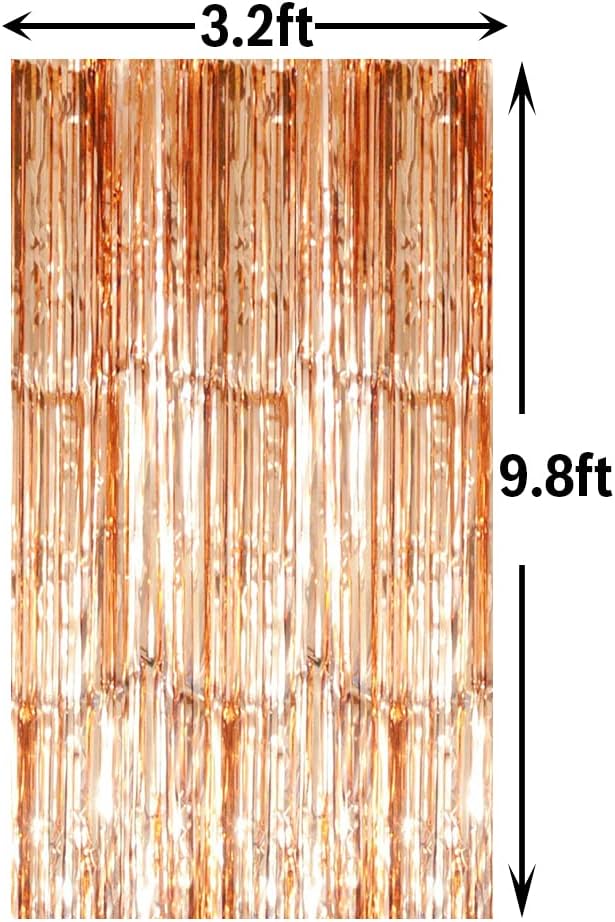 GOER 3.2 ft x 8.2 ft Metallic Tinsel Foil Fringe Curtains Party Photo Backdrop Party Streamers for Birthday,Graduation,New Year Eve Decor (5 Packs,Champagne Gold)