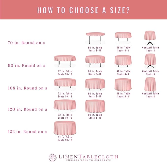 LTC LINENS 2 Pack 108 Inch Round Tablecloth Peach - Great for 48 Inch Round Table Floor Length - Wrinkle Resistant Polyester Fabric Cloth for Wedding, Party