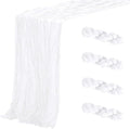 Aktor 4 Pack White Table Runner Boho Cheesecloth Table Runner Semi Sheer Gauze Fabric Runners for Wedding Birthday Baby Shower Party Boho Table Decoration（White）