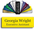 Custom Engraved Name Tag 1" x 3" Personalized Badge Magnetic or Pin Backing Made in The USA by Gem Awards (Yellow)