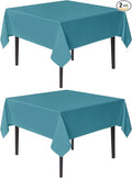 sancua Square Tablecloths 85x85 Inch, 2 Pack - Teal Fabric Table Cloth for Square or Round Tables, Washable Polyester Table Cover for Outdoor Party, Birthday, Buffet, Resturant