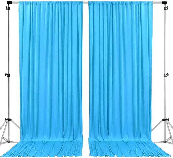 AK TRADING CO. 10 feet x 10 feet Polyester Backdrop Drapes Curtains Panels with Rod Pockets - Wedding Ceremony Party Home Window Decorations - Turquoise (Pack of 24)