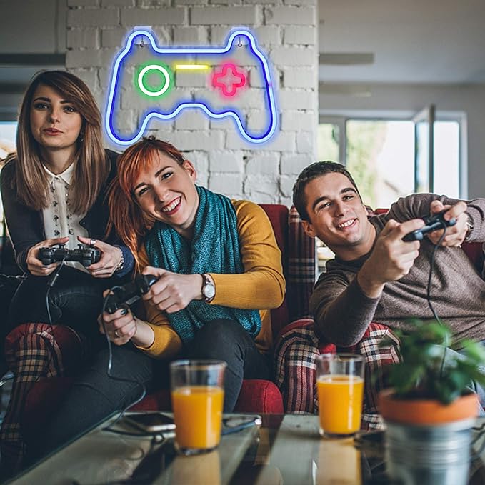 ineonlife LED Gamer Neon Sign, Gaming Room Wall Decor for Boys Teen Bedroom Decorations, Game Room Accessories and Decor Birthday Gifts (16''x 11'' / USB Powered)
