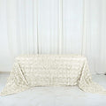 Efavormart 90"x156" Wholesale Rectangle Table Cover Ivory Grandiose Rosette 3D Satin Tablecloth for Wedding Party Event Decoration