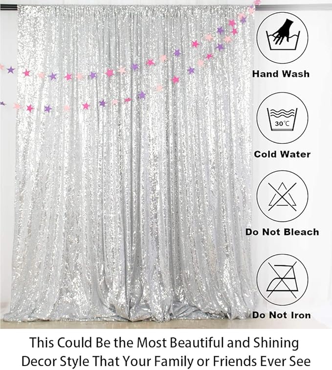 ShinyBeauty Photobooth Background Choice-4FTx7FT-Silver-Sequin backdrops, Sequin Fabric,Wedding backdrops,Rust Backdrop,Sequin Curtains,Photography Backdrop (Buy it Now) (4FTx7FT, Silver)