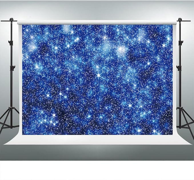 YongFoto Blue Glitter Backdrop 20x10ft Silver Light Spots Navy Blue Sequin Bokeh Photography Background Birthday Bridal Shower Wedding Photography Background Party Banner Decor Portraits Photoshoot