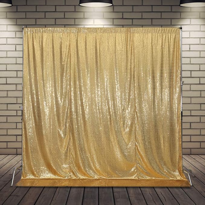 SquarePie Sequin Backdrop Less See Through Thick Background for Photography Glitter Curtain Party 6FT x 6FT Gold