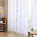 Embroidery Sheer Curtains White 95 Inches, Floral Pattern Window Treatments Rod Pocket Drapes for Living room, Bedroom, Semi Voile Curtain Panels for Yard, Patio, Villa, Parlor, Set of 2, 52"x 95".
