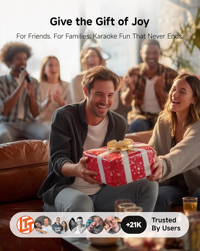 Ikarao Karaoke Machine for Adults, with Lyrics Display and Screen, Karaoke System for YouTube, 2 Wireless Microphones, Autotune & Echo, KaraFun Prime, Portable Karaoke Speaker for Home Outdoor Party