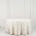 Efavormart 120" Wholesale Round Table Cover Ivory Grandiose Rosette 3D Satin Tablecloth for Wedding Party Event Decoration