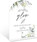 Greenery Let Love Glow Sign, 6 x 8 Inch White Arch Acrylic Wedding Sign with Holder, Wedding Sign for Ceremony and Reception, Wedding Decoration, Wedding Supplies - LY13