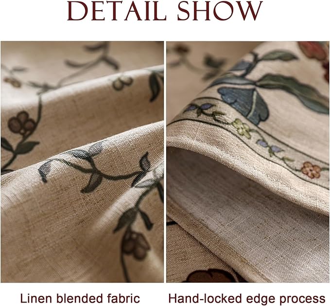 patdrea Designer Linen French Tablecloth for Rectangle Table,Fall Country Breathable Floral Extra Long Tablecloths,Table Cover for Kitchen Dining,Christmas,Thanksgiving,67"x118"-Oliveirad