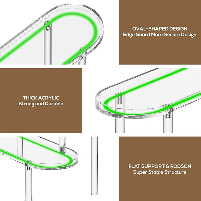 Acrylic Riser Display Shelf for 𝐚𝐦𝐢𝐢𝐛𝐨 Funko-POP Figures, Floating Shelves Display Ledge for Organizer and Decoration, Collectibles Display Stands Showcase, Glowing at night 2PCS