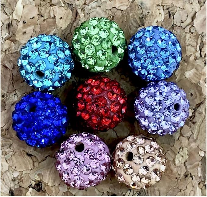 25pcs Adabele Grade A Suncatcher Crystal Rhinestone Pave Loose Beads 8mm Aquamarine Blue Polymer Clay Disco Ball Spacers Compatible with Shamballa All Craft Jewelry Making DB8-10