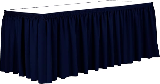 Ultimate Textile Pleat Polyester Fabric Table Skirt - Machine Washable Flame Resistant with Clips for Events, Weddings & Trade Shows, Cut & Sewn in Paterson, NJ - Deep Royal, 14' Shirred Pleat